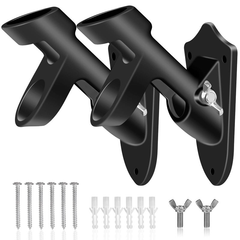 BONWIN Flag Pole Holder Brackets  BONWIN 1"" Flag Pole Mounting Bracket with Hardwares for House Wall Mount  1"" Inner Diameter  Two Positions & Aluminium Alloy  Rust Free Coated (Black - 2 Pack) - Image 3